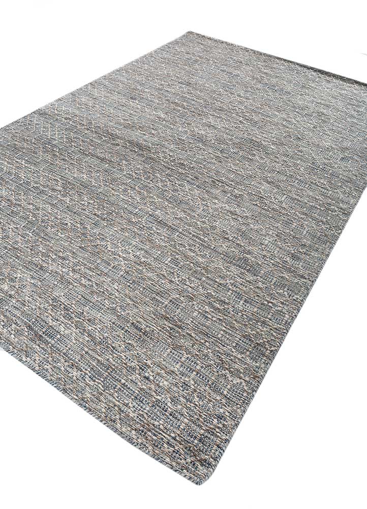 indusbar blue wool flat weaves Rug - FloorShot