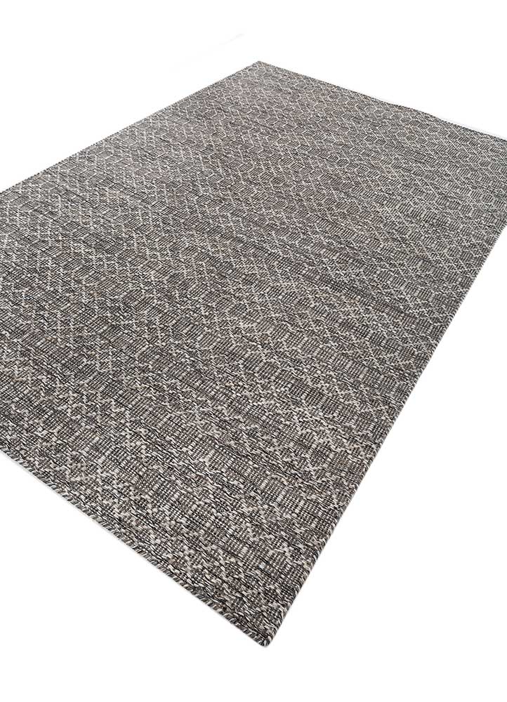 indusbar grey and black wool flat weaves Rug - FloorShot