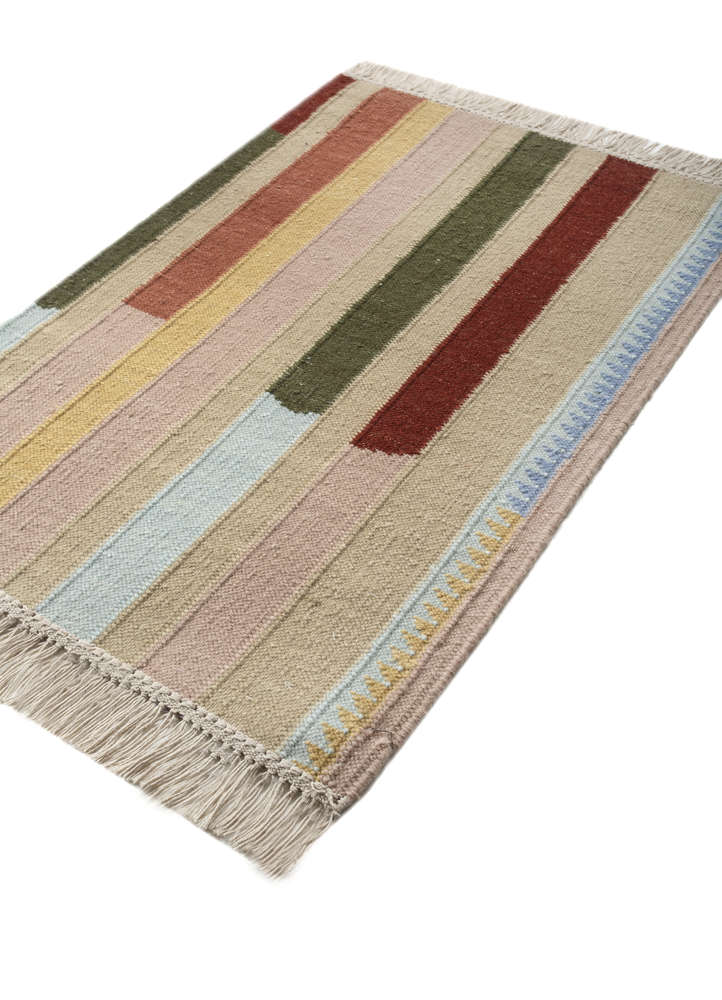 checkers gold wool flat weaves Rug - FloorShot