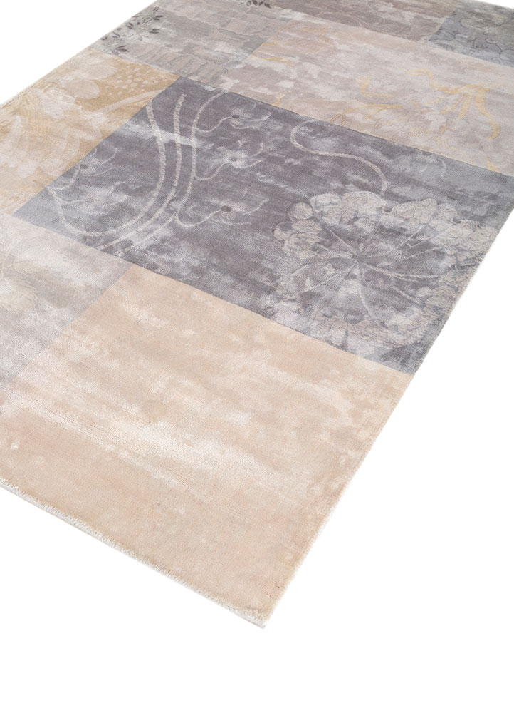 bespoke sile grey and black viscose hand loom Rug - FloorShot
