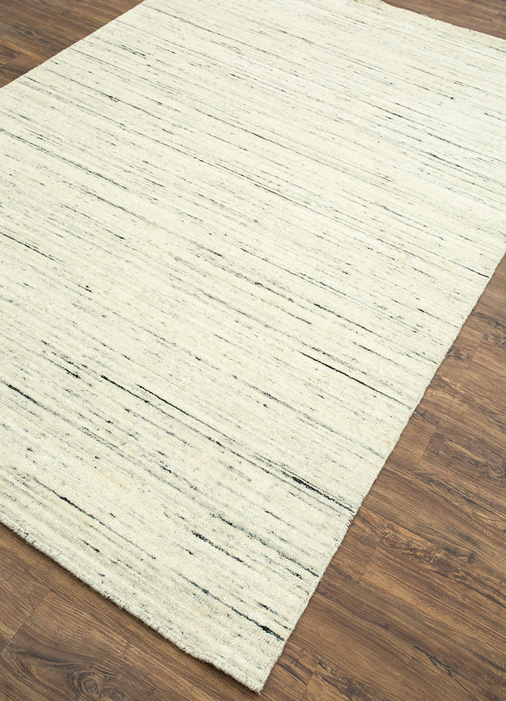 saga beige and brown wool hand loom Rug - FloorShot