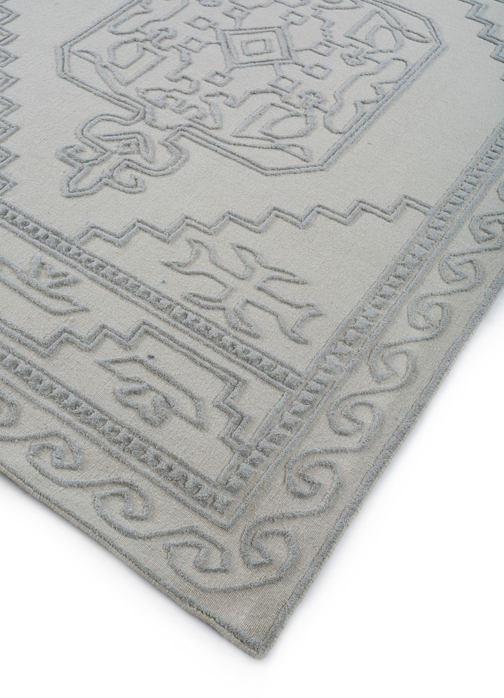 saga grey and black wool hand loom Rug - FloorShot