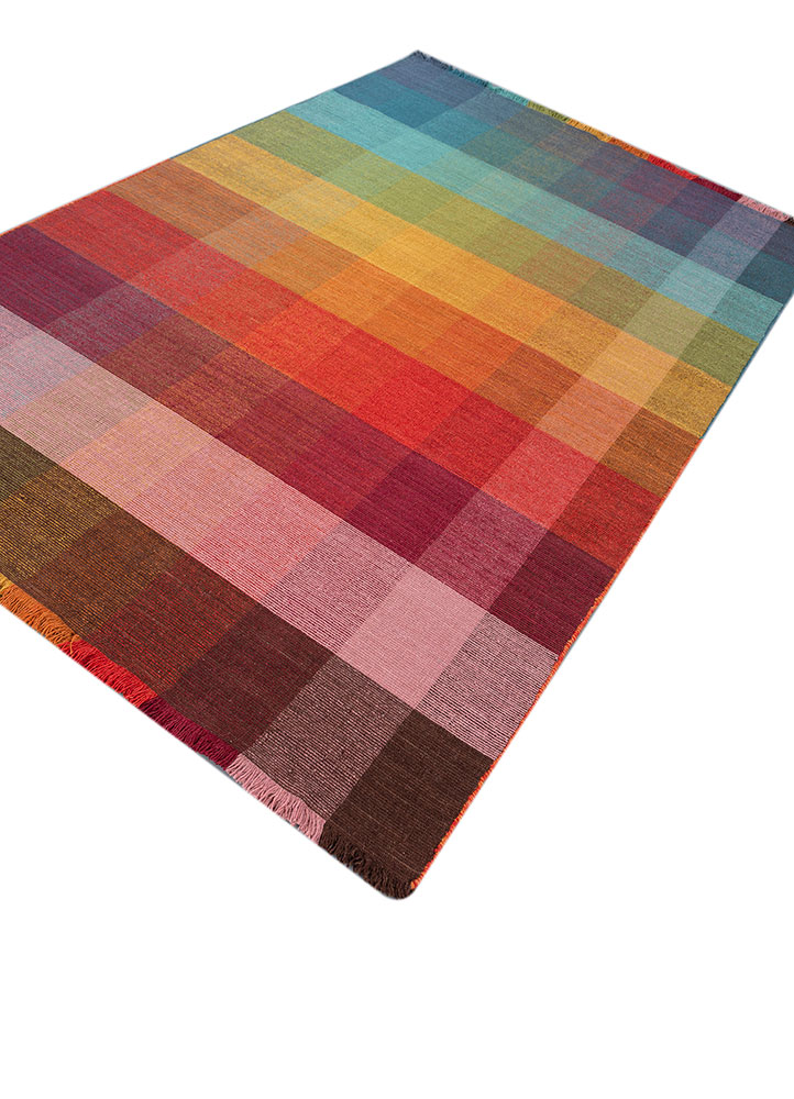 tesoro red and orange wool hand loom Rug - FloorShot