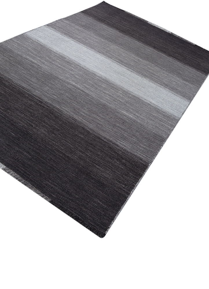 tesoro grey and black wool hand loom Rug - FloorShot
