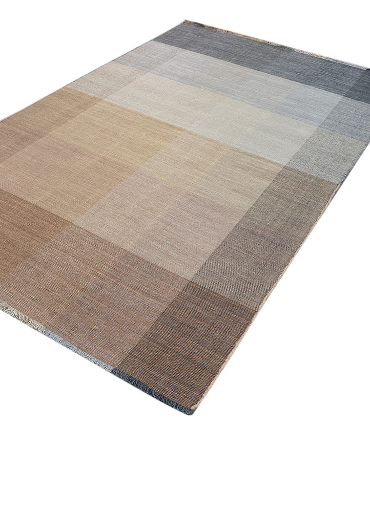 tesoro beige and brown wool hand loom Rug - FloorShot