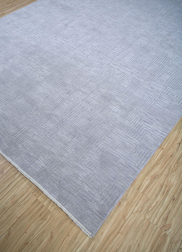 manifest grey and black wool and silk hand knotted Rug - FloorShot