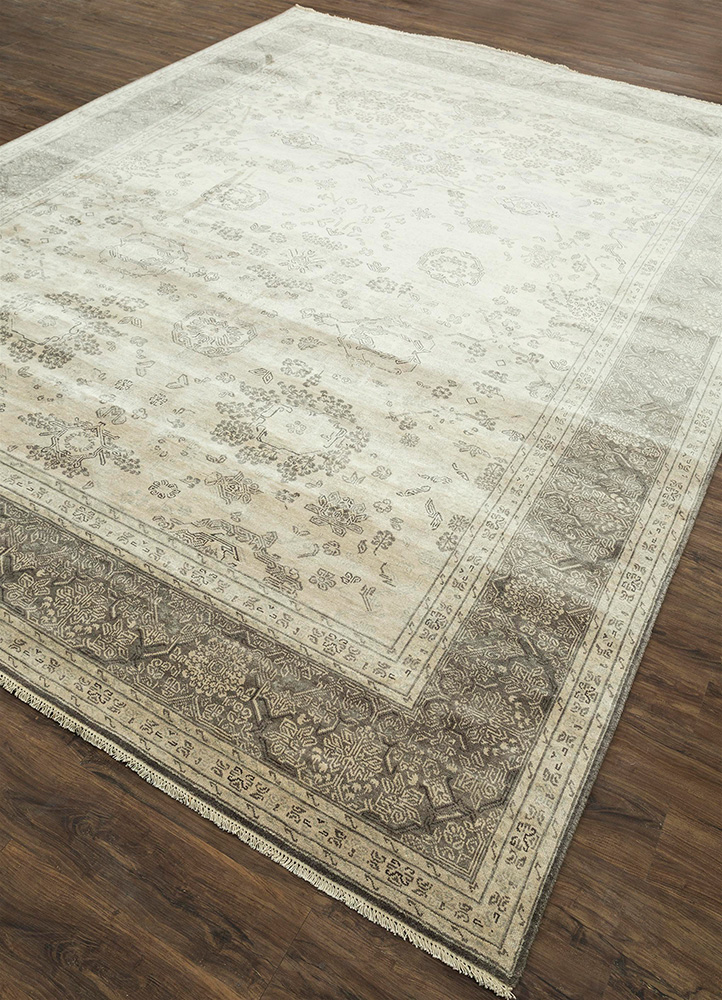 gulmarg grey and black silk hand knotted Rug - FloorShot