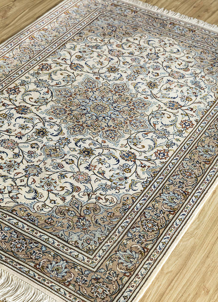 gulmarg grey and black silk hand knotted Rug - FloorShot