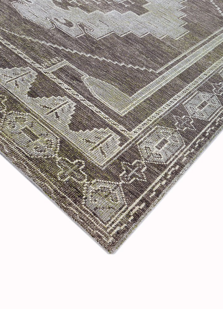 thyme grey and black wool hand knotted Rug - FloorShot