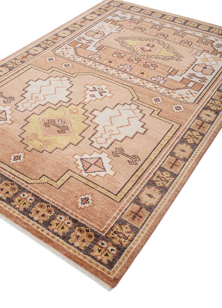 thyme beige and brown wool hand knotted Rug - FloorShot