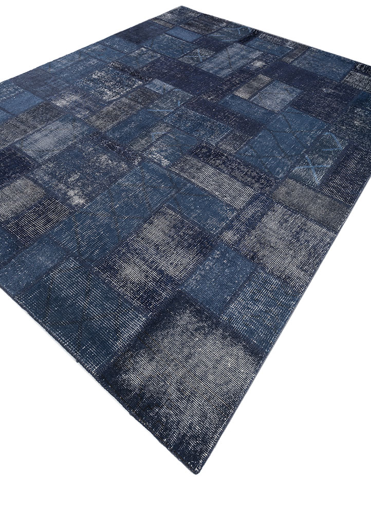 provenance blue wool hand knotted Rug - FloorShot