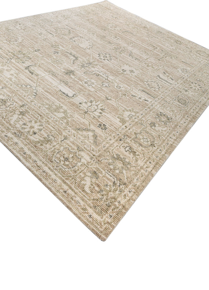 viscaya beige and brown wool hand knotted Rug - FloorShot