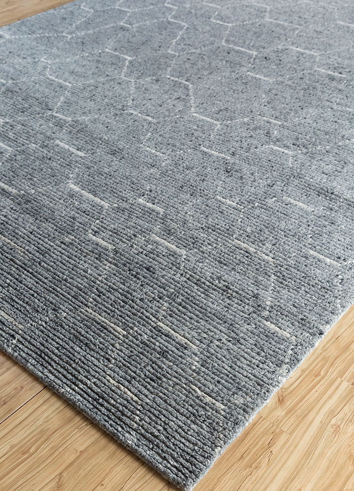 zuri grey and black wool hand knotted Rug - FloorShot
