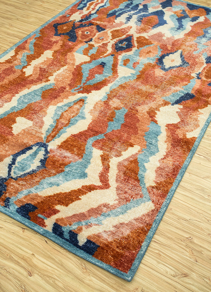 erbe red and orange wool hand knotted Rug - FloorShot