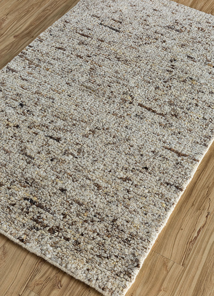 zuri beige and brown wool hand knotted Rug - FloorShot