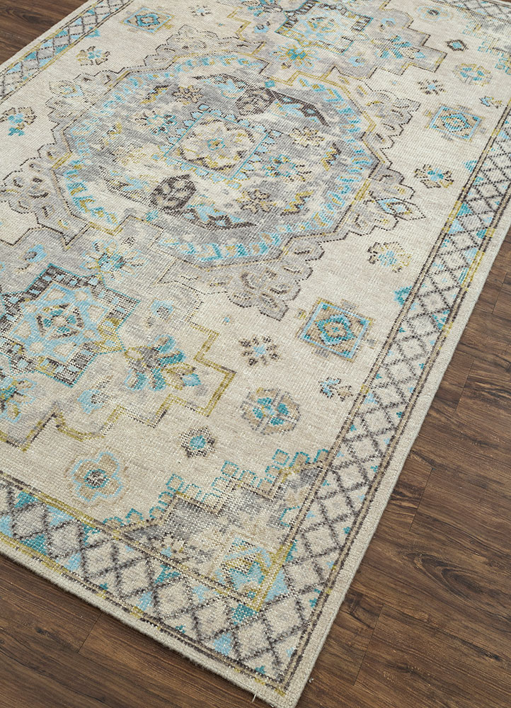 erbe ivory wool hand knotted Rug - FloorShot