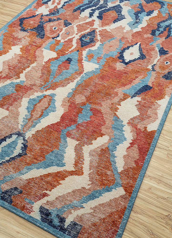 erbe red and orange wool hand knotted Rug - FloorShot