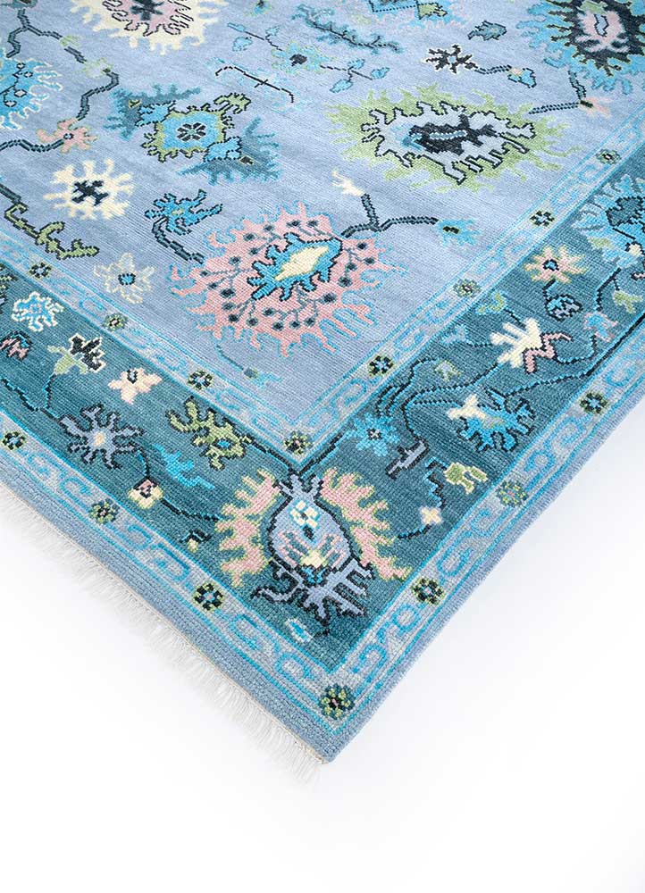 cyanna blue wool hand knotted Rug - FloorShot
