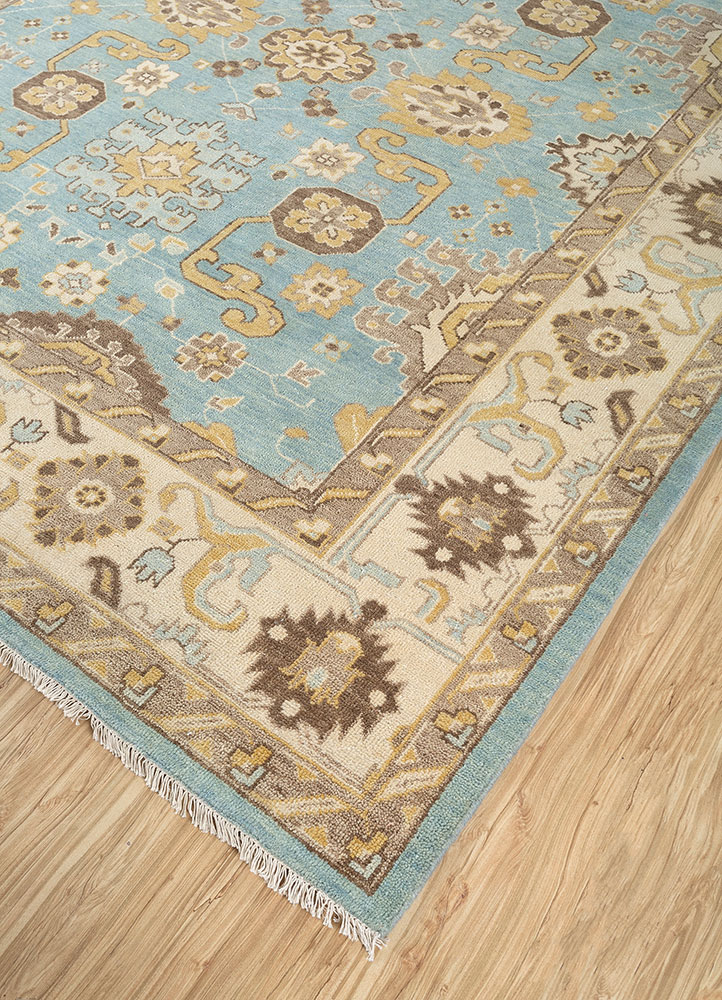 cyanna blue wool hand knotted Rug - FloorShot
