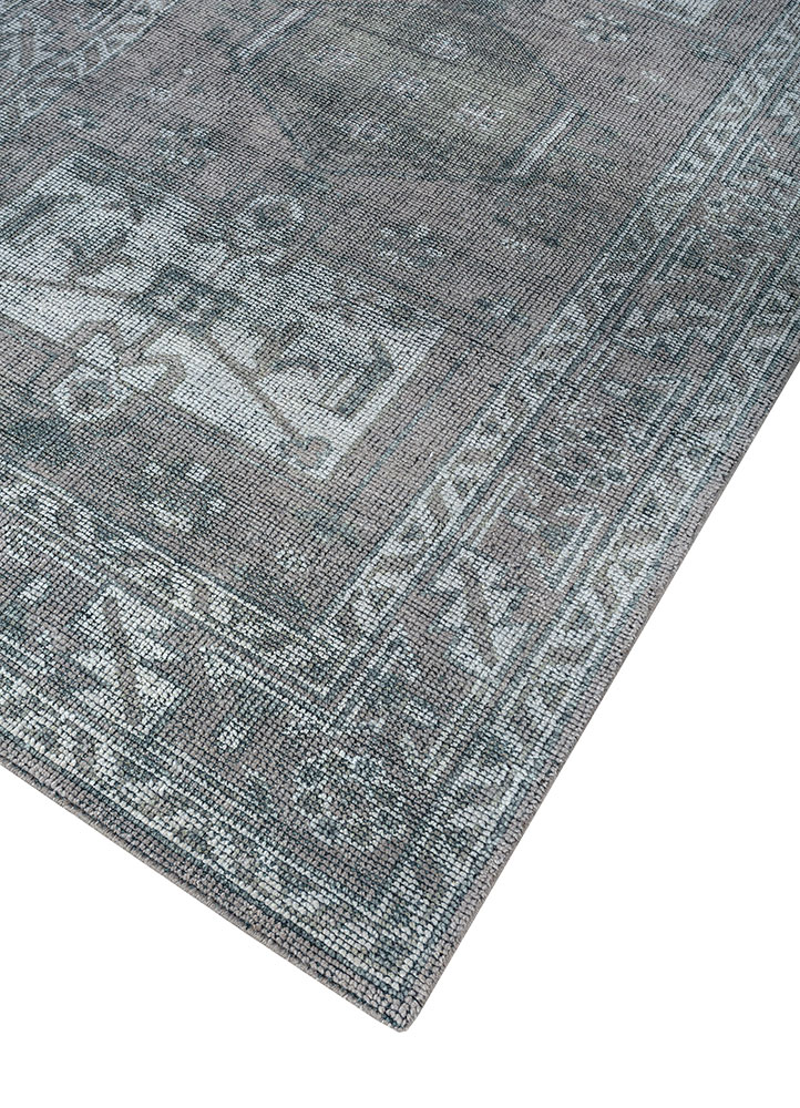 erbe grey and black wool hand knotted Rug - FloorShot