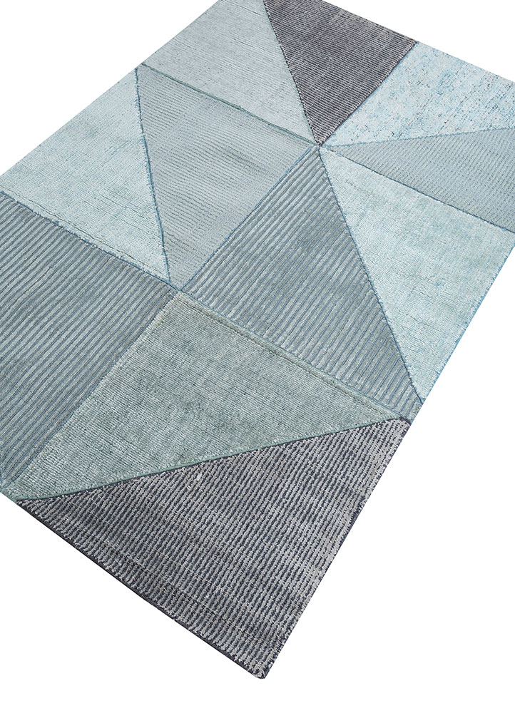 provenance grey and black wool and bamboo silk hand knotted Rug - FloorShot