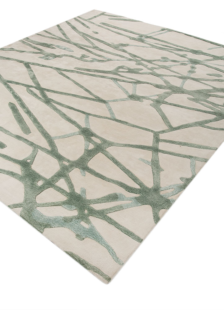white noise ivory viscose hand tufted Rug - FloorShot