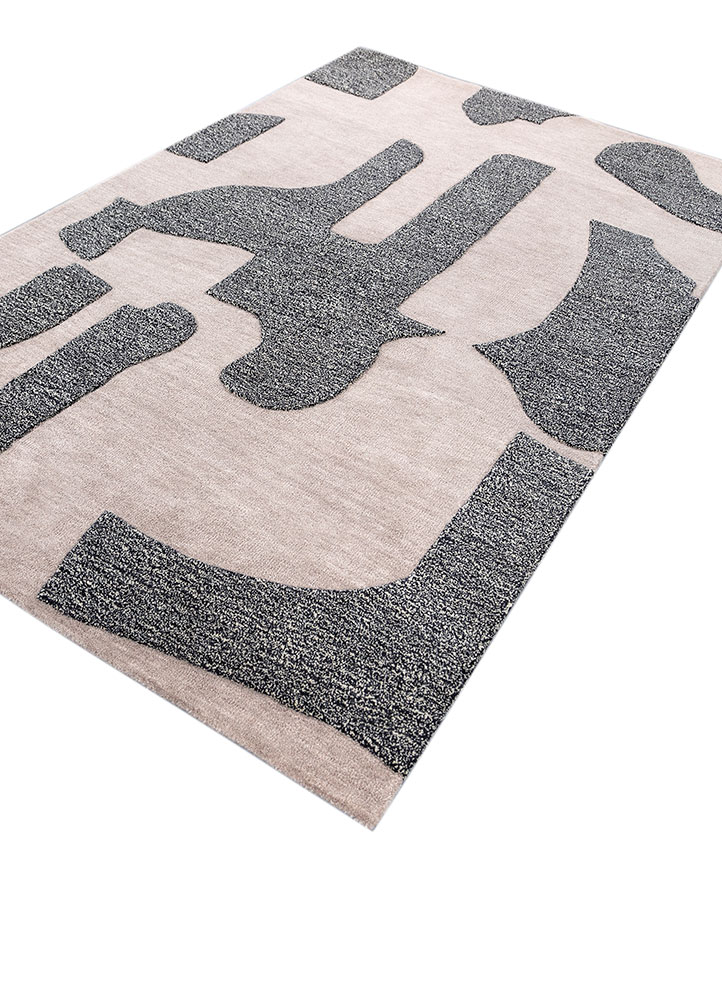 white noise beige and brown wool hand tufted Rug - FloorShot
