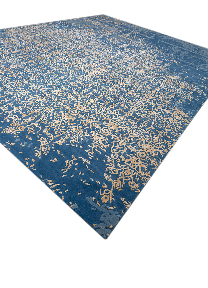 mythos blue wool and viscose hand tufted Rug - FloorShot