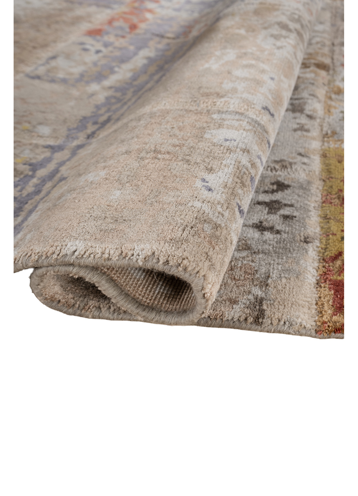 provenance blue wool and bamboo silk hand knotted Rug - FloorShot
