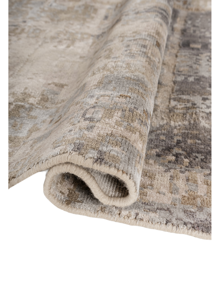 provenance blue wool and bamboo silk hand knotted Rug - FloorShot