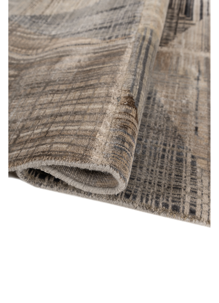 provenance blue wool and bamboo silk hand knotted Rug - FloorShot
