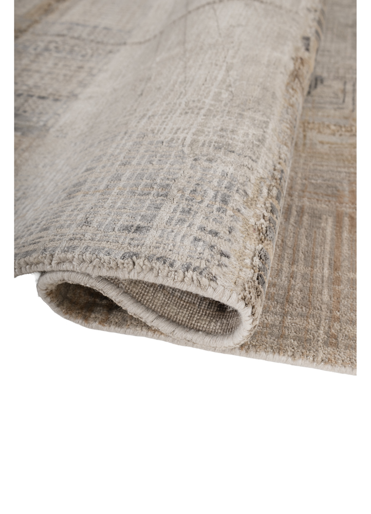 provenance grey and black wool and bamboo silk hand knotted Rug - FloorShot