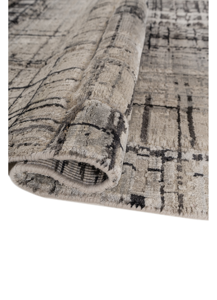 provenance grey and black wool and bamboo silk hand knotted Rug - FloorShot