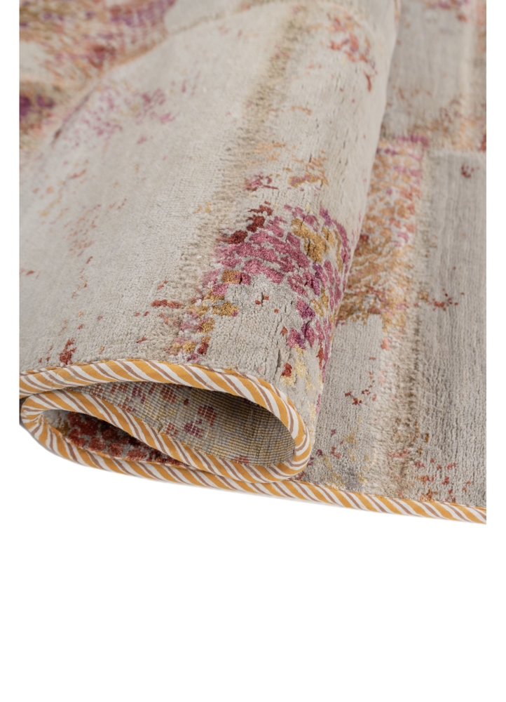 provenance blue wool and bamboo silk hand knotted Rug - FloorShot