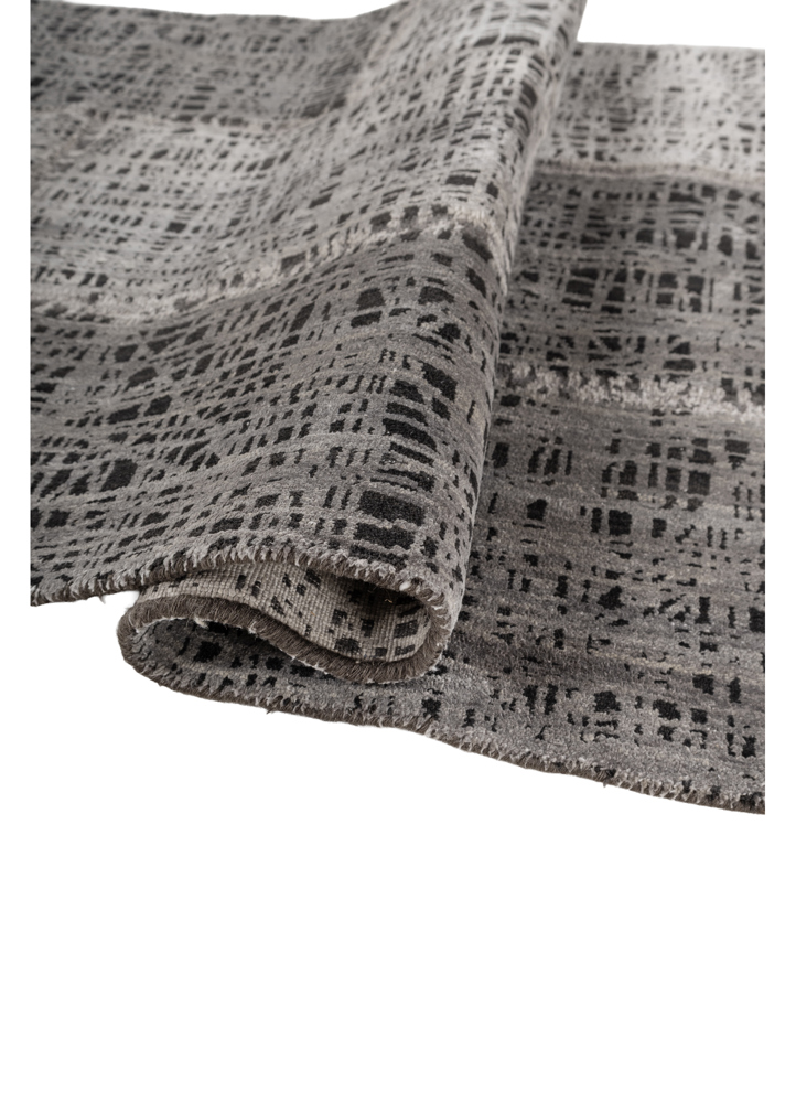 provenance blue wool and bamboo silk hand knotted Rug - FloorShot