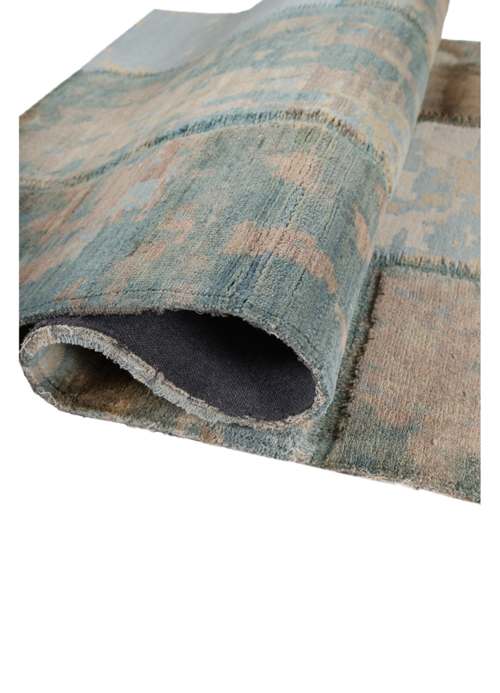 provenance blue wool hand knotted Rug - FloorShot