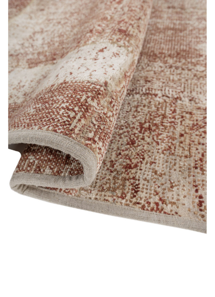 provenance red and orange wool and silk hand knotted Rug - FloorShot