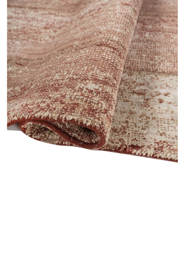 provenance red and orange wool and silk hand knotted Rug - FloorShot