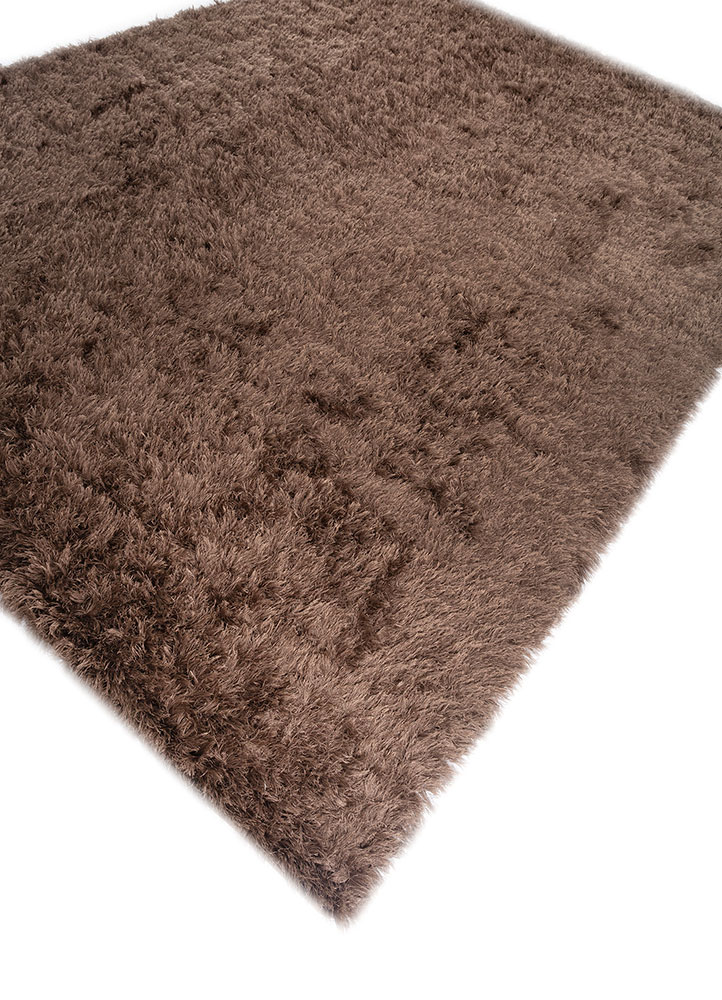 basis beige and brown polyester shag Rug - FloorShot