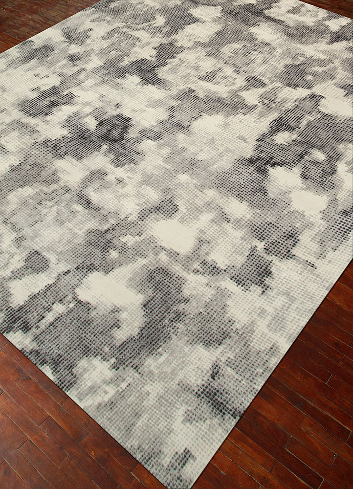 free verse by kavi grey and black wool and silk hand knotted Rug - FloorShot