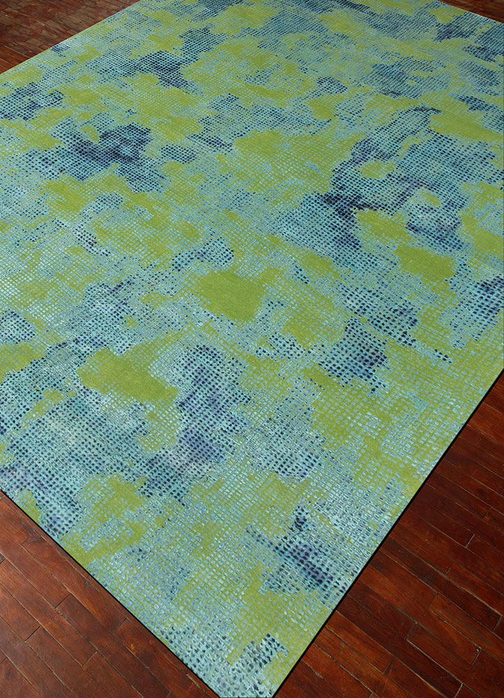 free verse by kavi green wool and silk hand knotted Rug - FloorShot