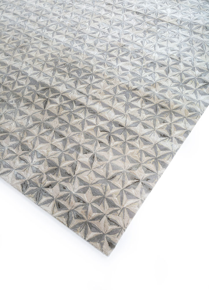 free verse by kavi beige and brown wool and silk hand knotted Rug - FloorShot