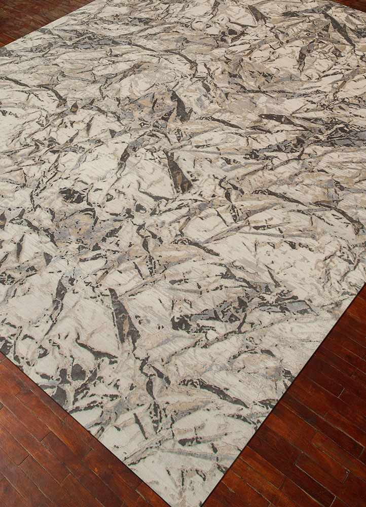 free verse by kavi beige and brown wool and silk hand knotted Rug - FloorShot