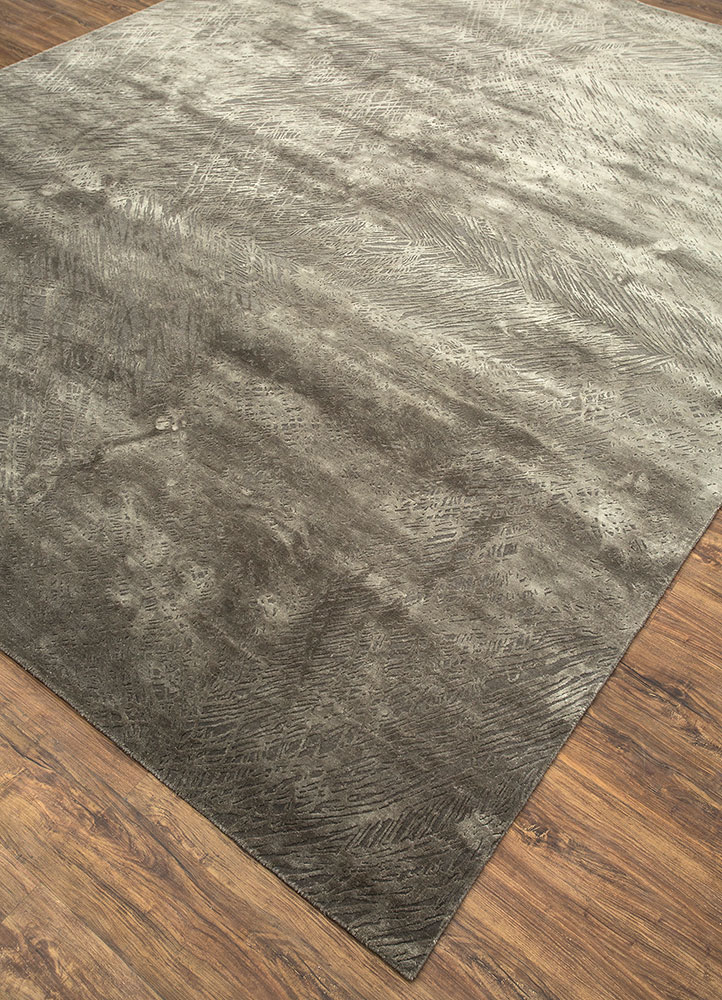 free verse by kavi beige and brown wool and silk hand knotted Rug - FloorShot