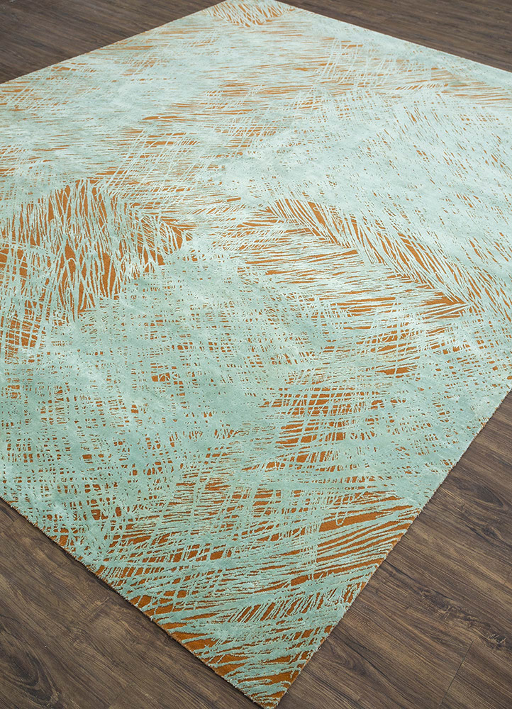 free verse by kavi green wool and silk hand knotted Rug - FloorShot
