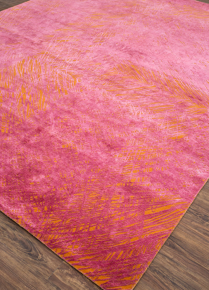 free verse by kavi pink and purple wool and silk hand knotted Rug - FloorShot