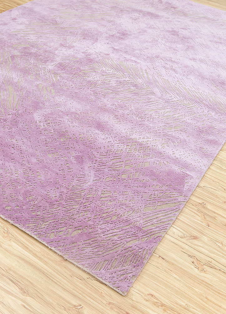 free verse by kavi pink and purple wool and silk hand knotted Rug - FloorShot