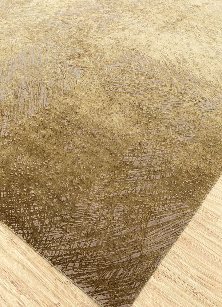 free verse by kavi beige and brown wool and silk hand knotted Rug - FloorShot