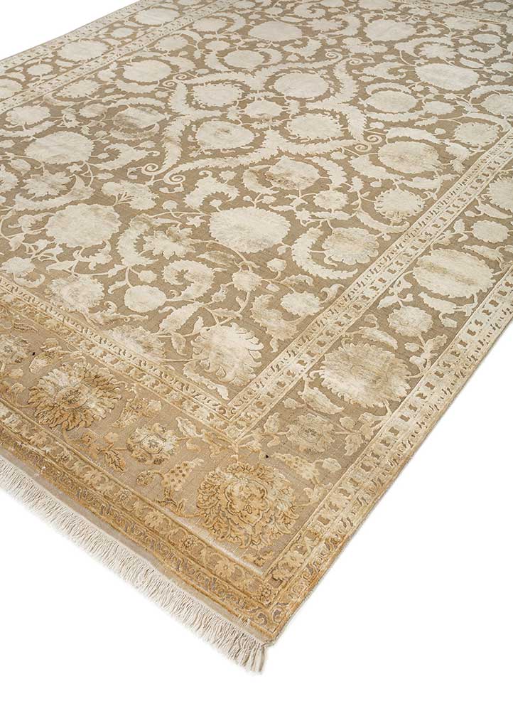 aurora grey and black wool and silk hand knotted Rug - FloorShot