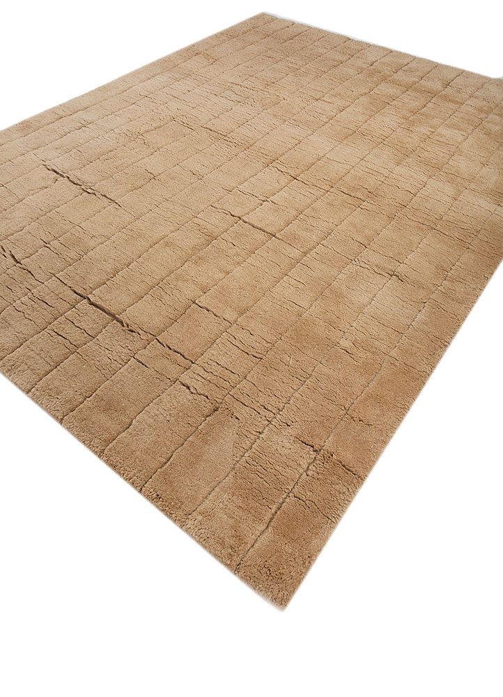 zuri beige and brown wool hand knotted Rug - FloorShot